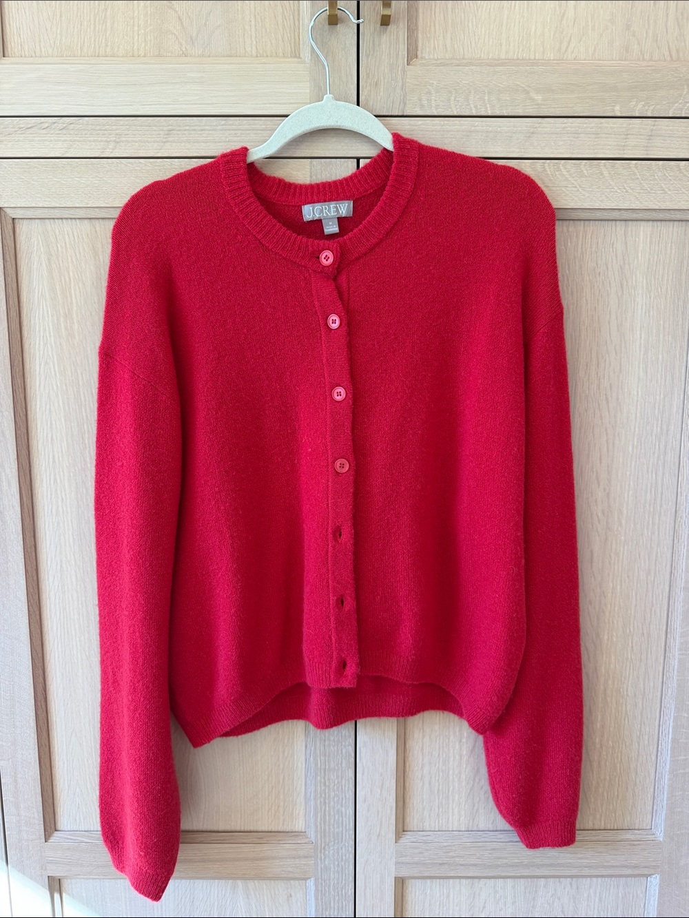 J. CREW | Supersoft bubble-hem cardigan - Cherry Red | Size: Medium